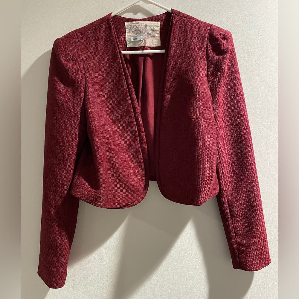 Kimchi Blue Maroon Red Sparkle Blazer, Size L